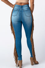 Load image into Gallery viewer, Destroyed Pants With Leather Taseel Medium Denim Jeans X- Large .