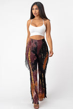 Load image into Gallery viewer, Flare Tie Dye Pants With Fringe Small