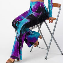 Load image into Gallery viewer, Flare Tie Dye Pants With Fringe Medium