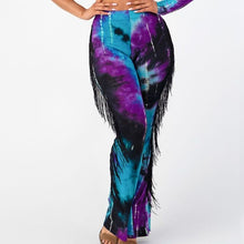 Load image into Gallery viewer, Flare Tie Dye Pants With Fringe Large