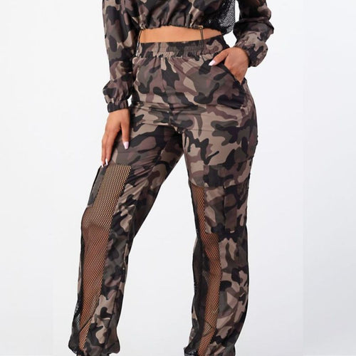 Camouflage Jogger Pants With Fish Net  X- Large