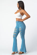 Load image into Gallery viewer, Destroyed Flare Pants Blue Jeans Medium Size .