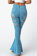 Load image into Gallery viewer, Destroyed Flare Pants Blue Jeans Small Size .