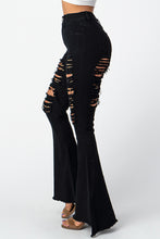 Load image into Gallery viewer, Destroyed Flare Pants Black Denim Jeans X- Large  SIze.