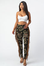 Load image into Gallery viewer, Camouflage Pants With Leather Tassel Jeans Medium Size