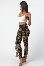 Load image into Gallery viewer, Camouflage Pants With Leather Tassel Jeans Medium Size