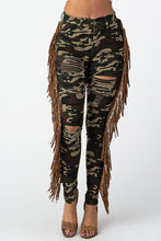 Load image into Gallery viewer, Camouflage Pants With  Leather Tassel Jeans Large Size .