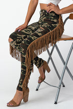 Load image into Gallery viewer, Camouflage Pants with Leather Tassel  Jeans  Small Size.