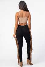 Load image into Gallery viewer, Destroyed Pants With Leather Tassel Black Denim Jeans X- Large