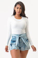 Load image into Gallery viewer, Sleeve Front Tie Denim Cargo Shorts-Acid Wash Jeans  Large Size .