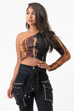 Load image into Gallery viewer, Tie Dye One Shoulder Long Sleeve Top Medium