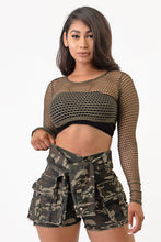 Load image into Gallery viewer, Sleeve Front Tie Camouflage Cargo  Shorts Large Size