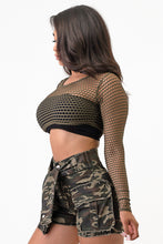 Load image into Gallery viewer, Sleeve Front Tie Camouflage Cargo Shorts X-Large Size .