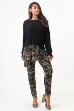 Load image into Gallery viewer, Sleeve Front Tie Camouflage Cargo Pants Large Size .