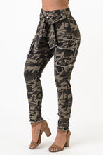Load image into Gallery viewer, Sleeve Front Tie Camouflage Cargo Pants Small Size .