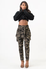 Load image into Gallery viewer, Sleeve Front Tie Camouflage Cargo Pants Medium Size .