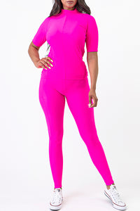 PK RIBBON  Special Total Work out Yoga Clothing Set Sexy  Lovely Neon Pink Color L.XL.