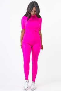 PK RIBBON  Special Total Work out Yoga Clothing Set Sexy  Lovely Neon Pink Color L.XL.