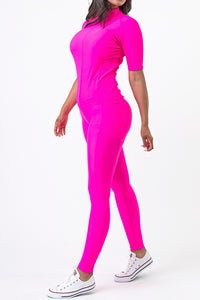 PK RIBBON  Special Total Work out Yoga Clothing Set Sexy  Lovely Neon Pink Color L.XL.