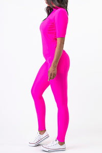 PK RIBBON Made In USA Total Work Out Yoga Clothing Lovely Neon Pink Color TOPS L.XL